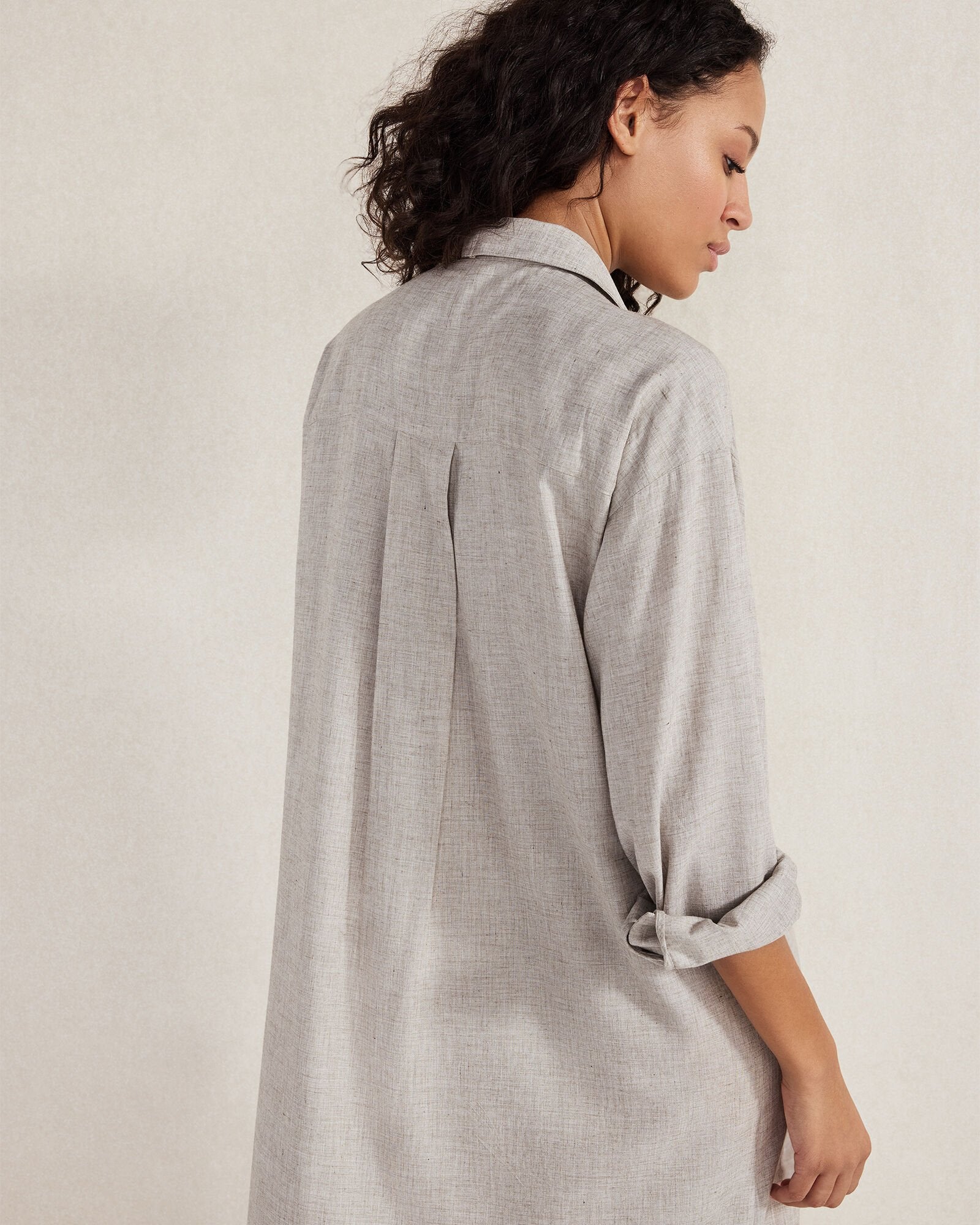 GREY MELANGE DRAPEY WOOL BUTTON DOWN DRESS | Talbots discount