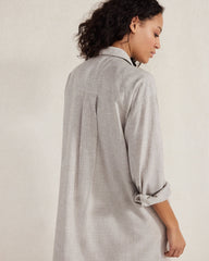 GREY MELANGE DRAPEY WOOL BUTTON DOWN DRESS | Talbots discount