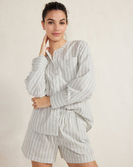 IVORY/OLIVE ORGANIC COTTON POPLIN SHORTS | Talbots online