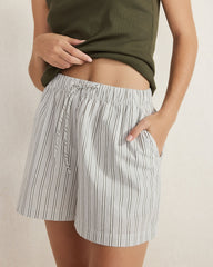 IVORY/OLIVE ORGANIC COTTON POPLIN SHORTS | Talbots online