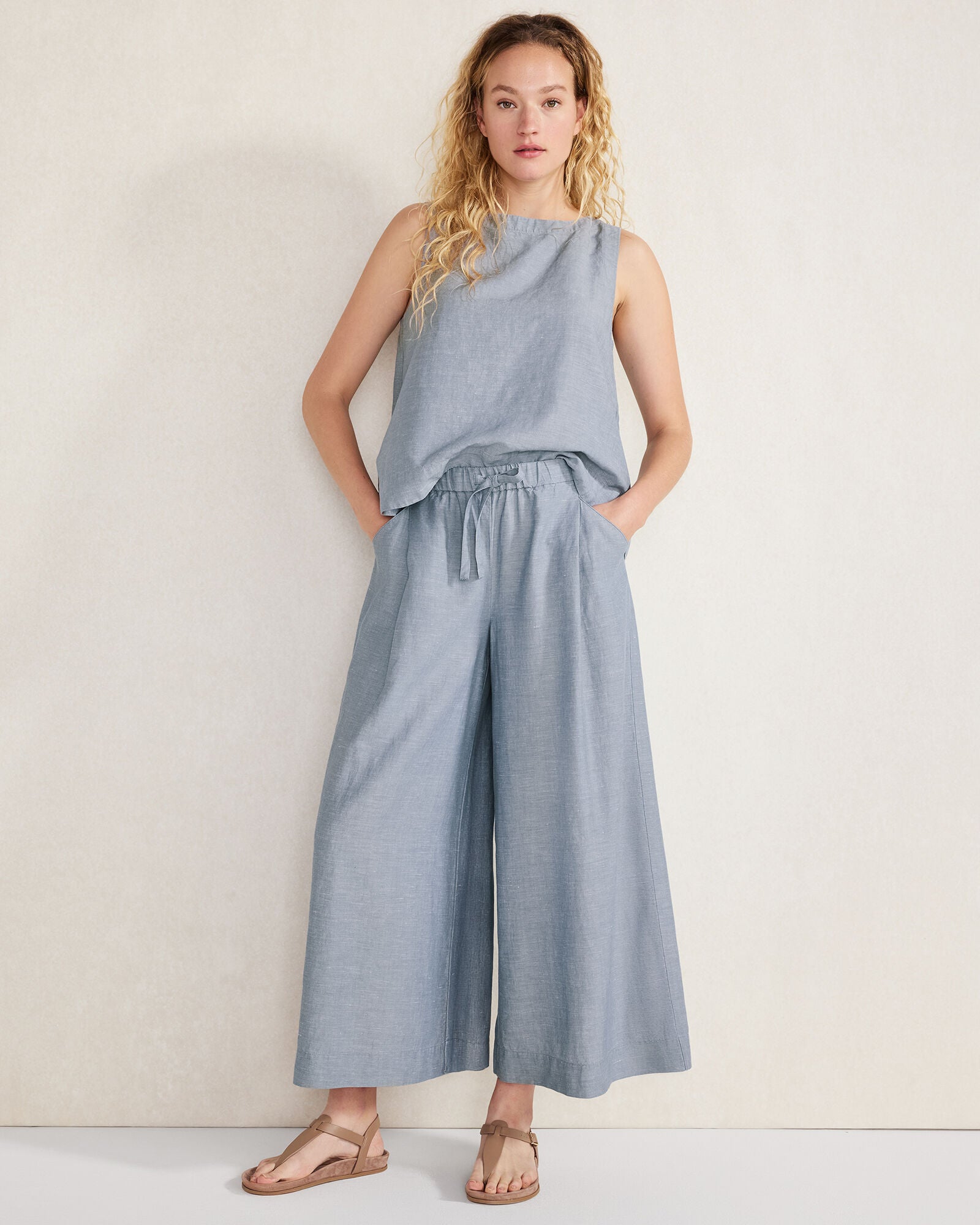PORTABELLA|SEA CROSS DYE LINEN BLEND BATEAU NECK TOP | Talbots US