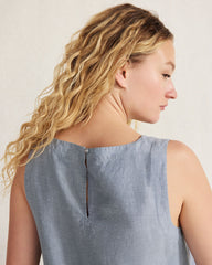 PORTABELLA|SEA CROSS DYE LINEN BLEND BATEAU NECK TOP | Talbots US