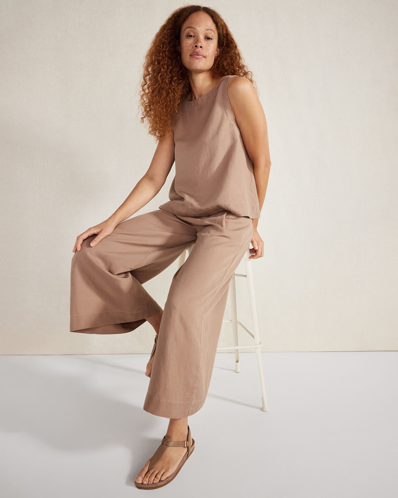 PORTABELLA|SEA CROSS DYE LINEN BLEND BATEAU NECK TOP | Talbots US