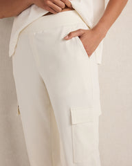 SEA|TWILIGHT|IVORY ORGANIC COTTON INTERLOCK CARGO PANTS | Talbots sale