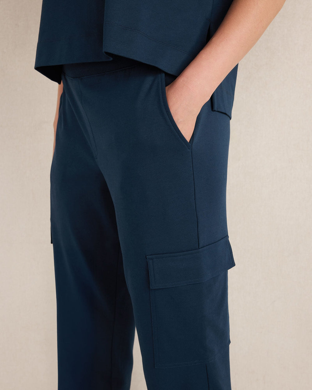 SEA|TWILIGHT|IVORY ORGANIC COTTON INTERLOCK CARGO PANTS | Talbots US