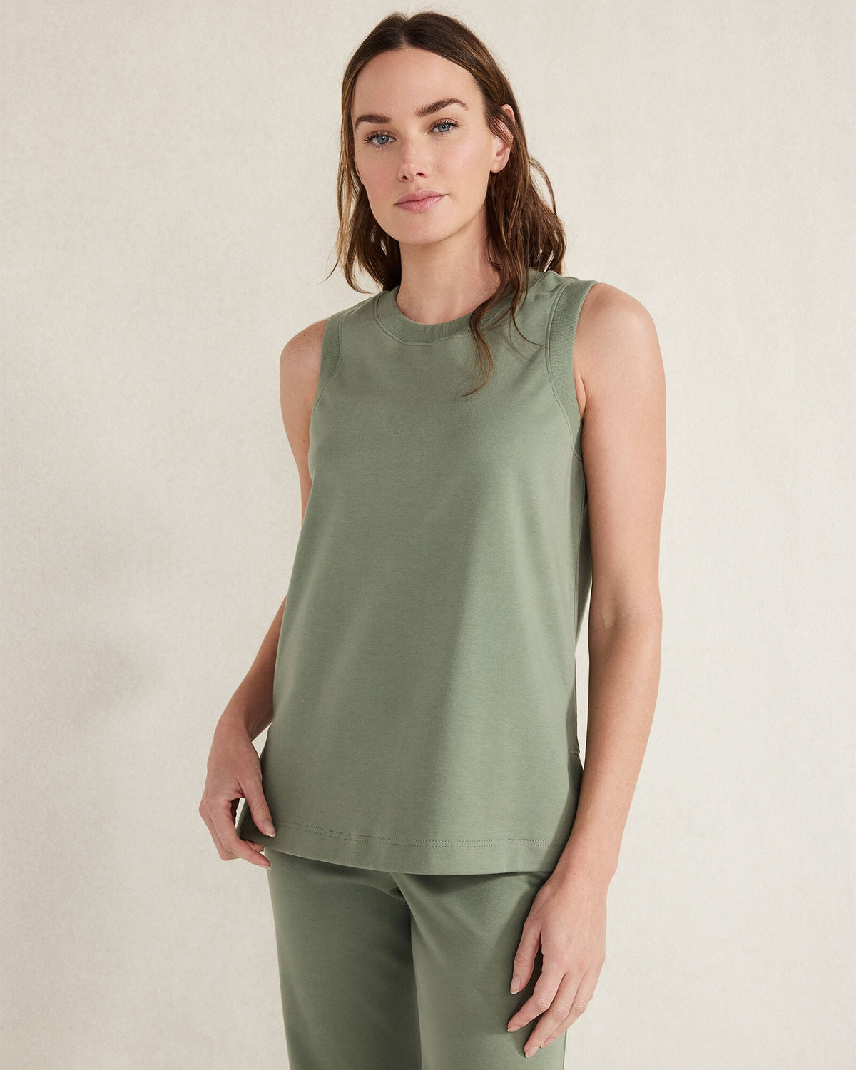 THYME ORGANIC COTTON INTERLOCK SLEEVELESS TUNIC | Talbots on sale