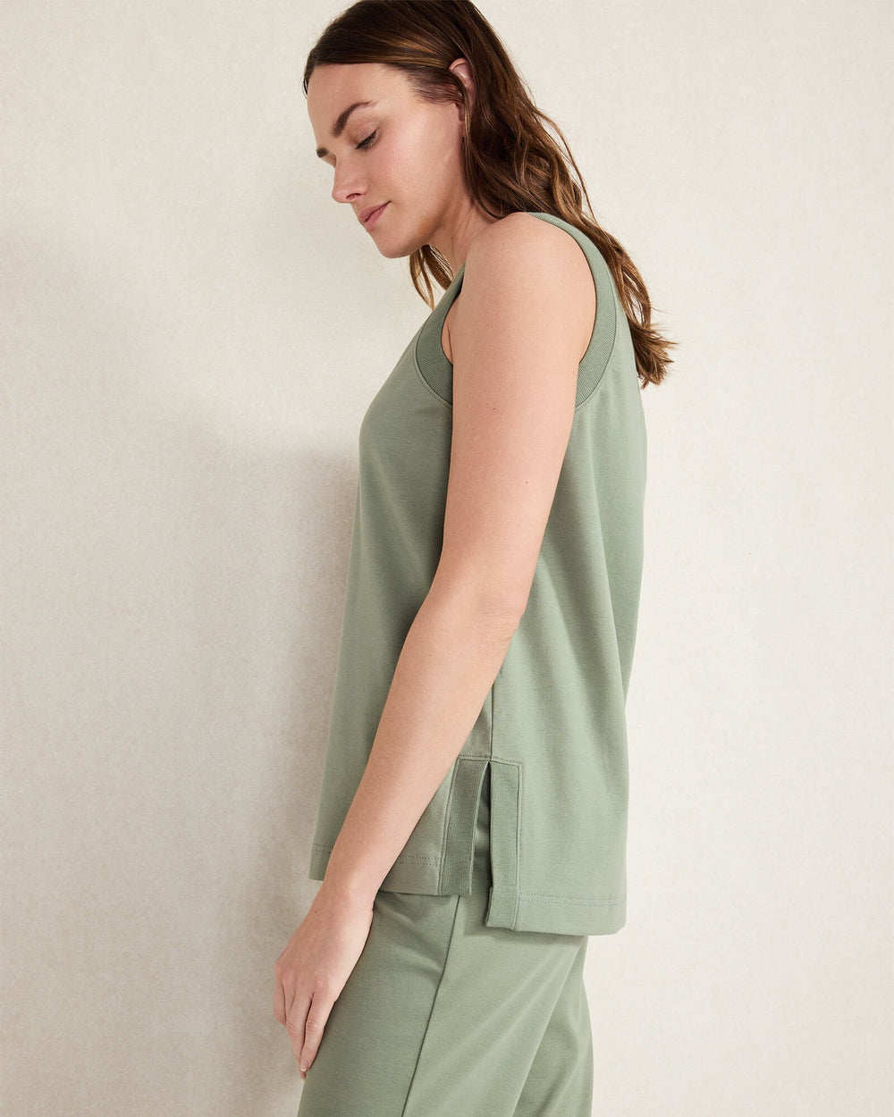 THYME ORGANIC COTTON INTERLOCK SLEEVELESS TUNIC | Talbots sale