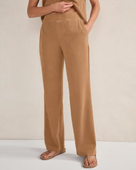 GARMENT DYE OCHRE ORGANIC COTTON INTERLOCK BOOT CUT PANTS | Talbots near me