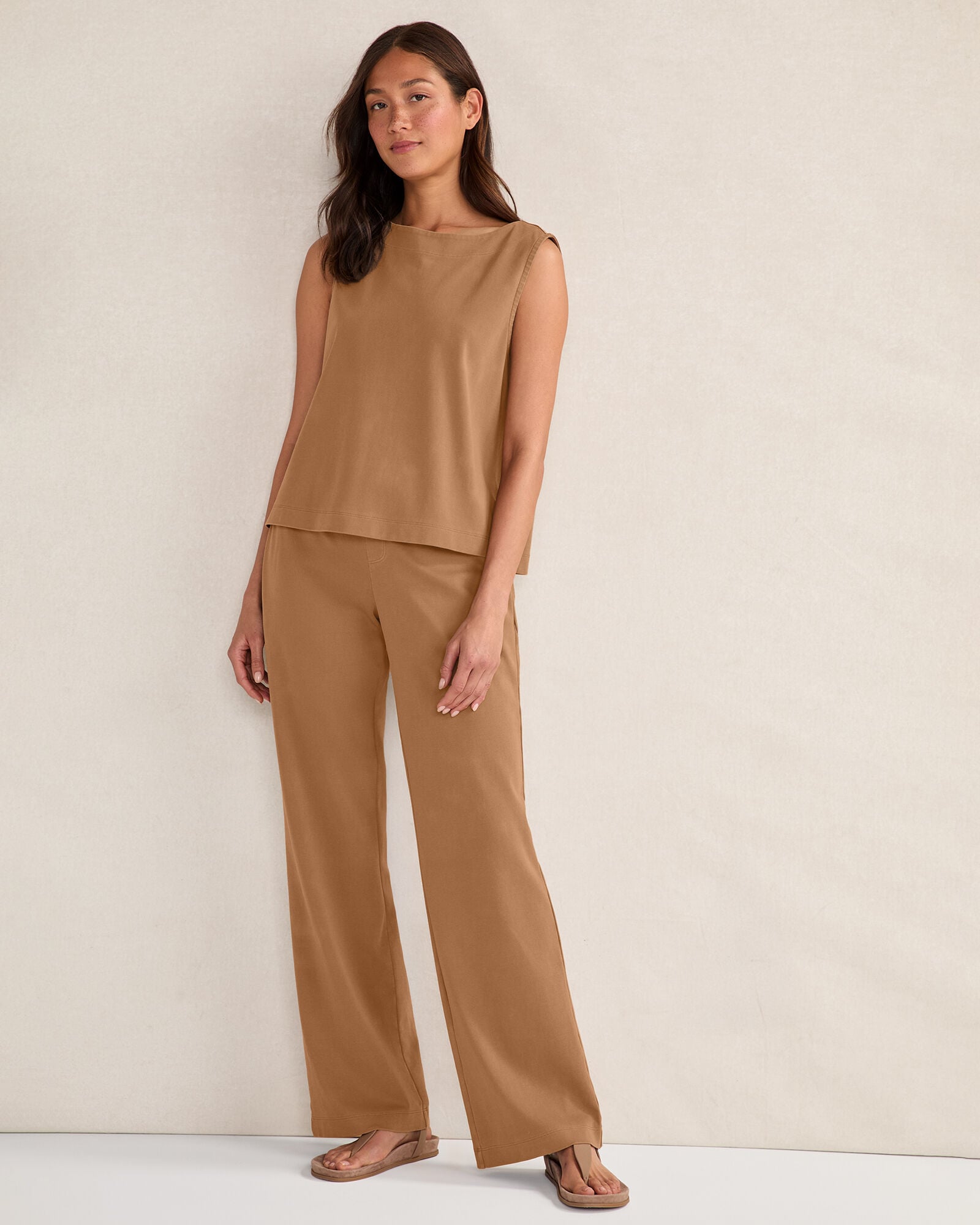 GARMENT DYE OCHRE ORGANIC COTTON INTERLOCK BOOT CUT PANTS | Talbots near me