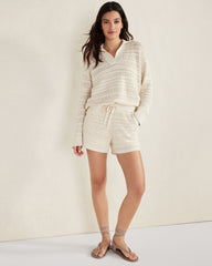 BIRCH|MINERAL ORGANIC COTTON OPEN STITCH JOHNNY COLLAR SWEATER | Talbots US