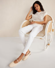 IVORY|WHITE ORGANIC COTTON INTERLOCK JOGGERS | Talbots discount