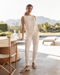IVORY|WHITE ORGANIC COTTON INTERLOCK JOGGERS | Talbots near me