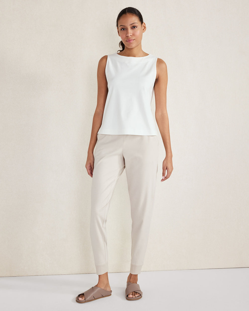 IVORY|WHITE ORGANIC COTTON INTERLOCK JOGGERS | Talbots near me
