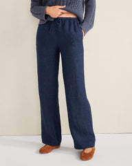 DELAVE NAVY LINEN STRAIGHT LEG PANTS | Talbots US