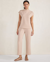 MUTED ADOBE HEATHER FLEECE FUNNEL NECK TOP | Talbots US