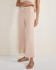 MUTED ADOBE HEATHER FLEECE PINTUCK CROPPED WIDE LEG PANTS | Talbots sale