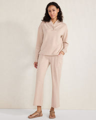 MUTED ADOBE HEATHER FLEECE PINTUCK CROPPED WIDE LEG PANTS | Talbots sale