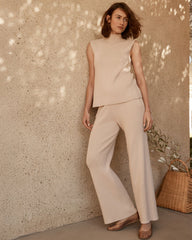 MOUSSE ORGANIC COTTON RIB KNIT WIDE LEG PANTS | Talbots near me