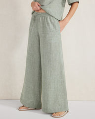 THYME CROSS DYE LINEN WIDE LEG PANTS | Talbots online