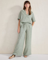 THYME CROSS DYE LINEN WIDE LEG PANTS | Talbots online
