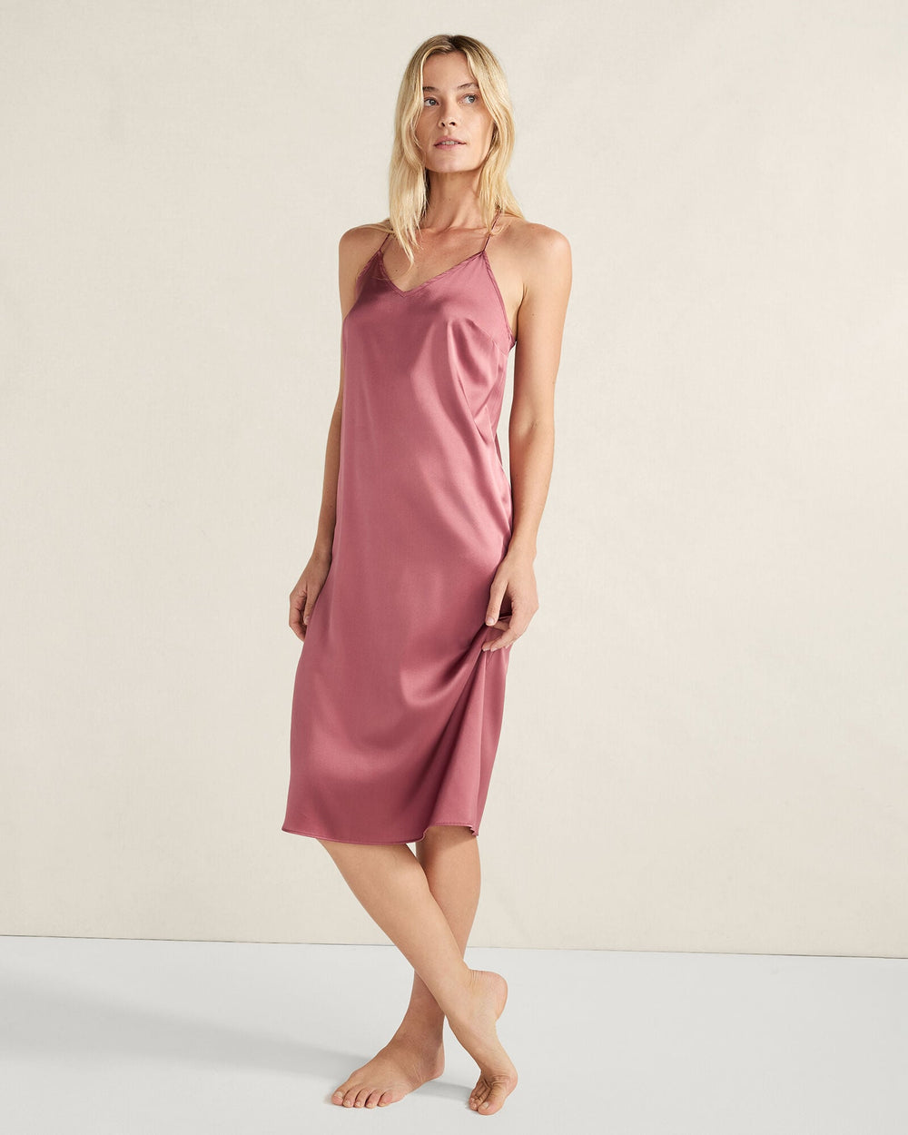 TRUE NAVY|CURRANT WASHABLE SILK CHEMISE | Talbots outlet