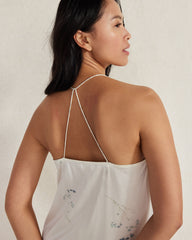 IVORY MULTI WASHABLE SILK DELICATE FLORAL CHEMISE | Talbots US