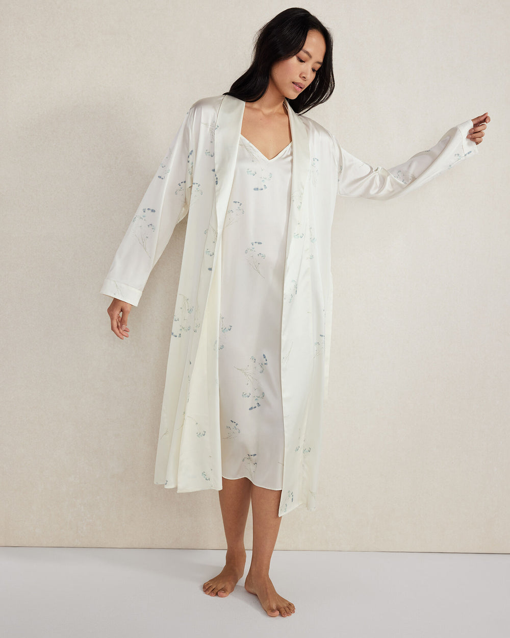 IVORY MULTI WASHABLE SILK DELICATE FLORAL CHEMISE | Talbots US
