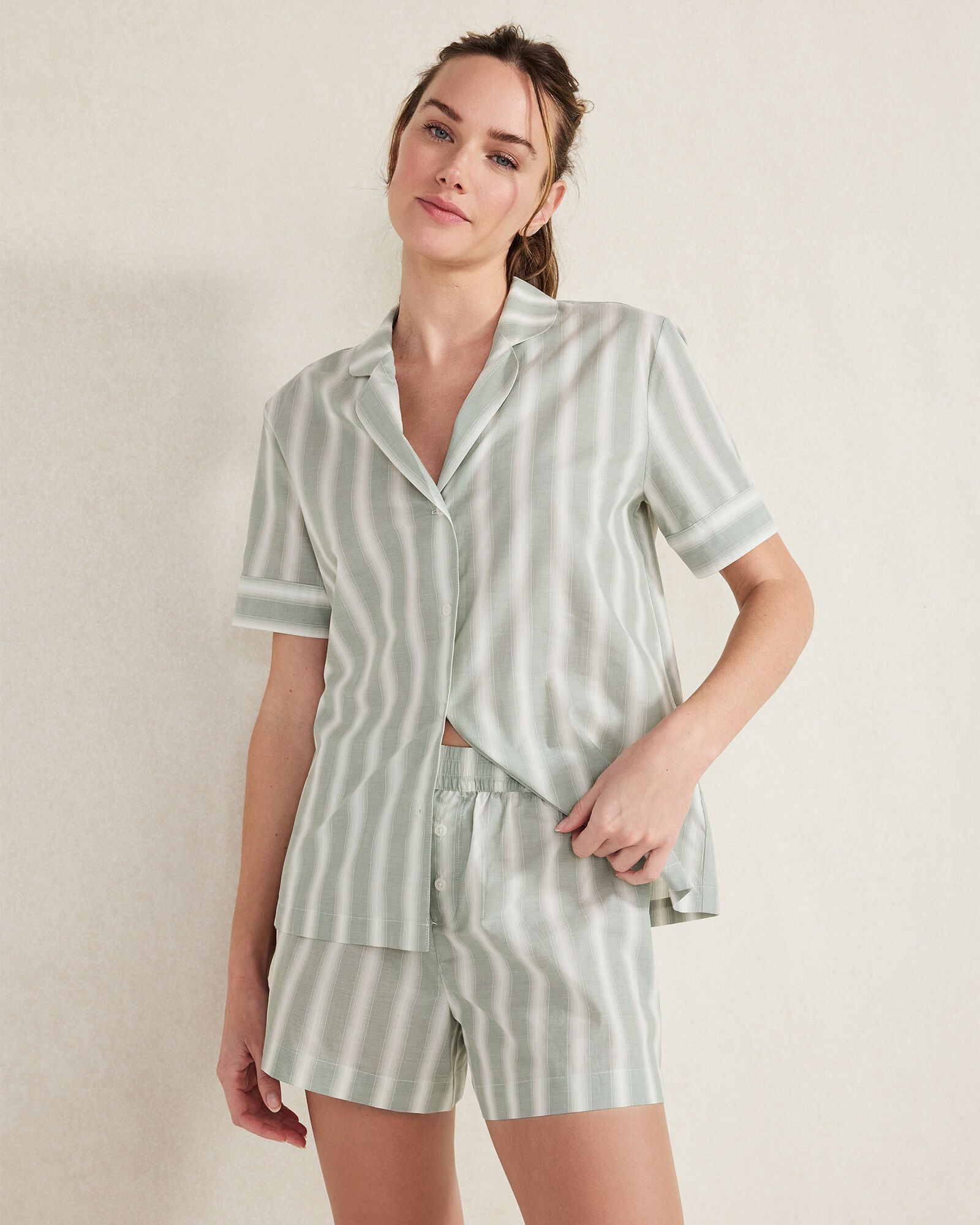THYME MULTI ORGANIC COTTON POPLIN STRIPE PAJAMA SET | Talbots discount