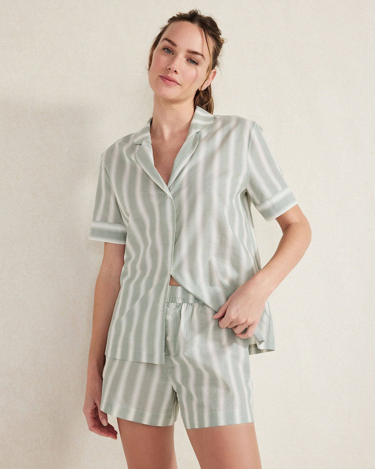 THYME MULTI ORGANIC COTTON POPLIN STRIPE PAJAMA SET | Talbots discount