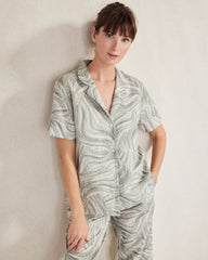 THYME MULTI ORGANIC COTTON LINEN WATERCOLOR PAJAMA SHIRT | Talbots sale