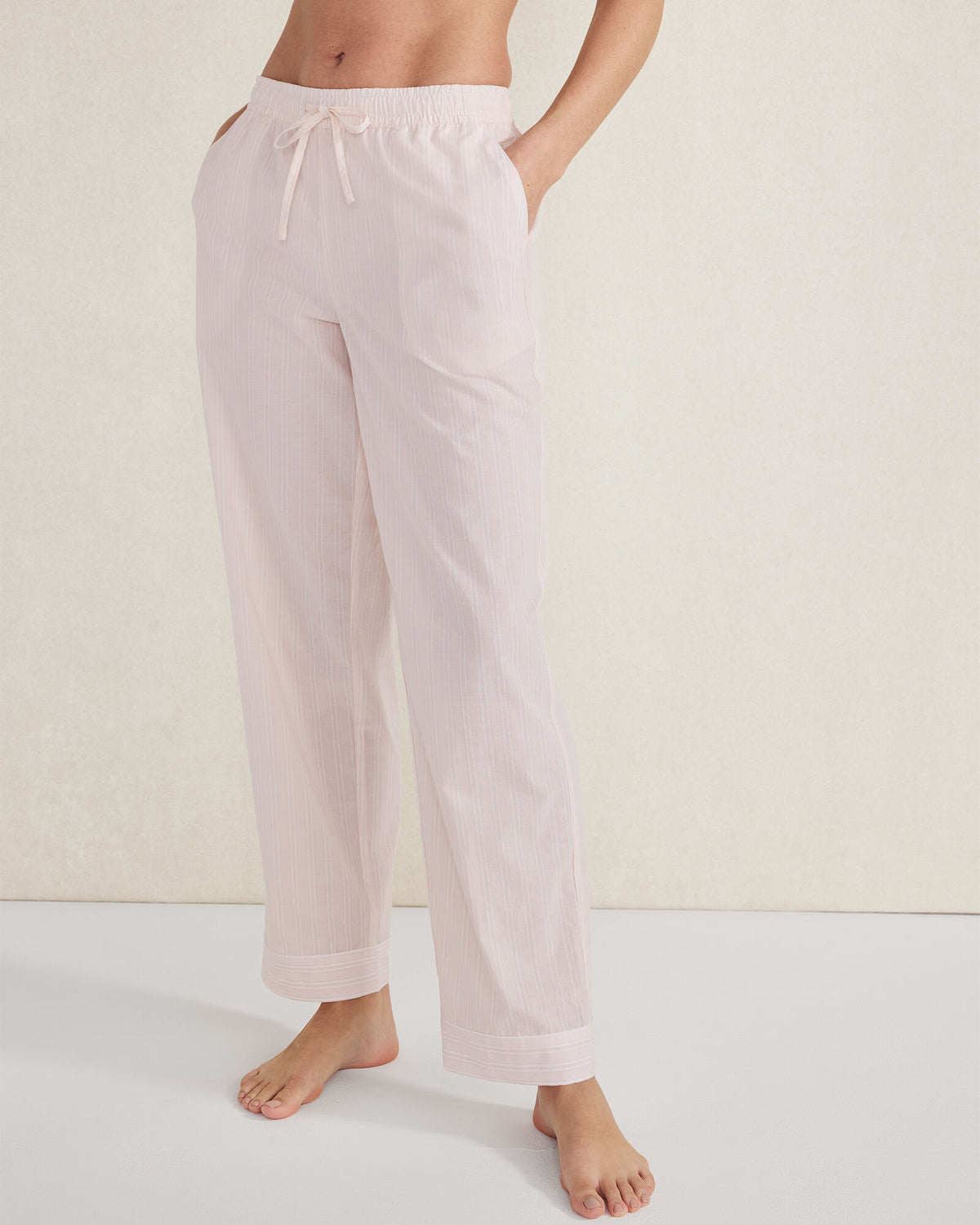 SEPIA ROSE/GARDENIA ORGANIC COTTON POPLIN STRIPED PAJAMA PANTS | Talbots near me