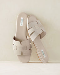 NATURAL LINEN THREADED CUT-OUT SLIDES | Talbots online