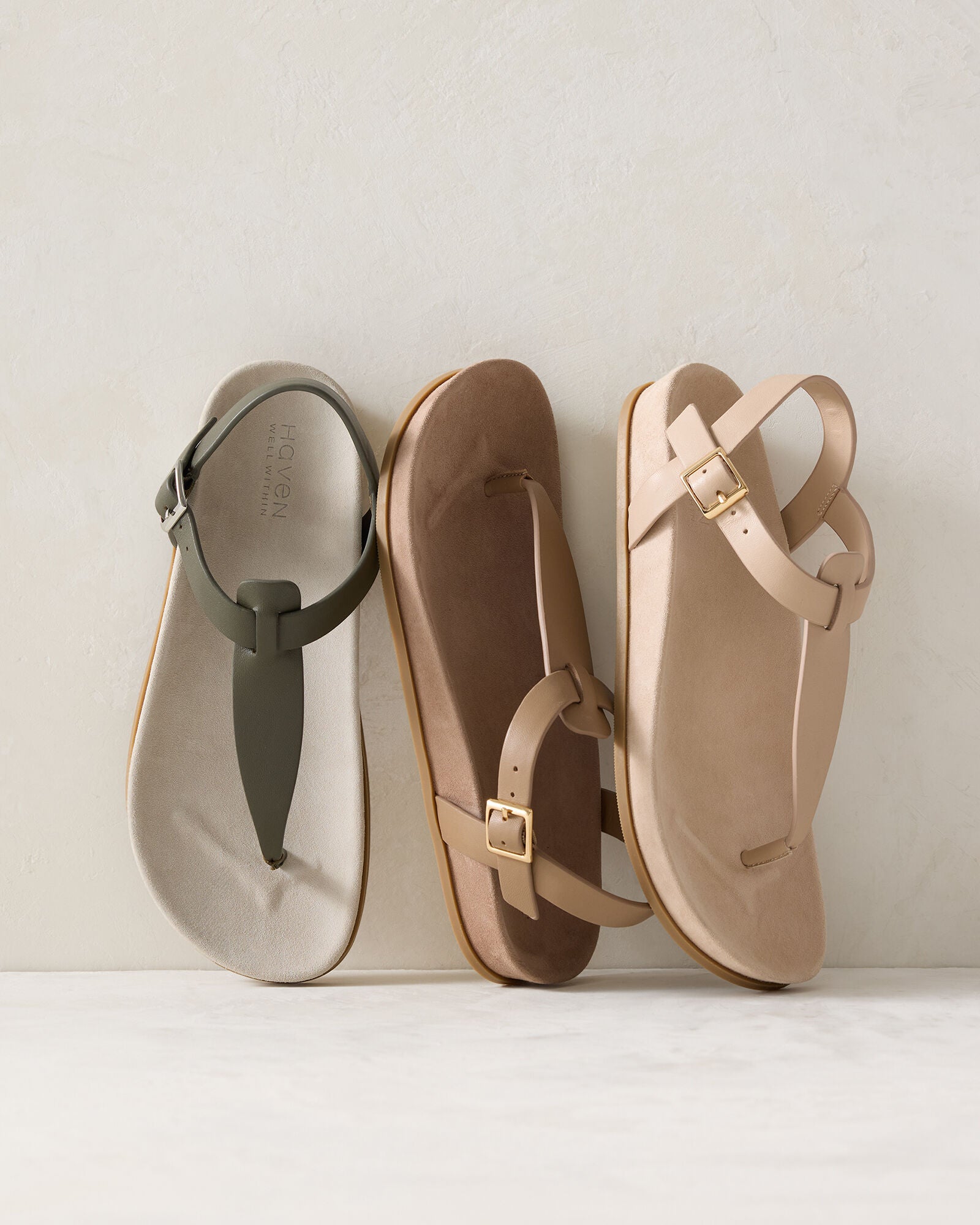MOUSSE|PORTABELLA|TUSCAN OLIVE SUEDE THONG SANDALS | Talbots outlet