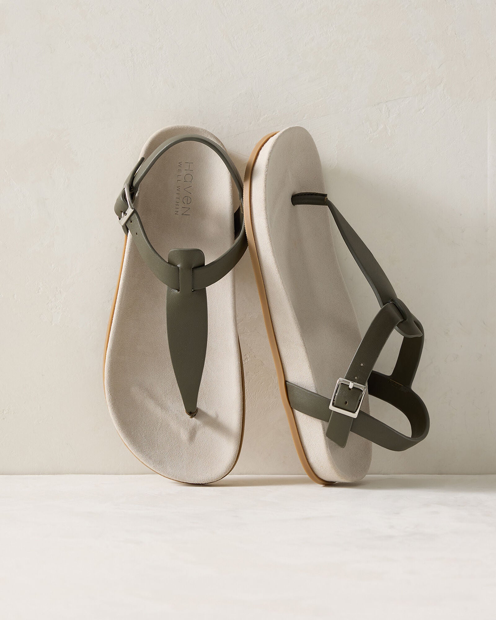 MOUSSE|PORTABELLA|TUSCAN OLIVE SUEDE THONG SANDALS | Talbots outlet
