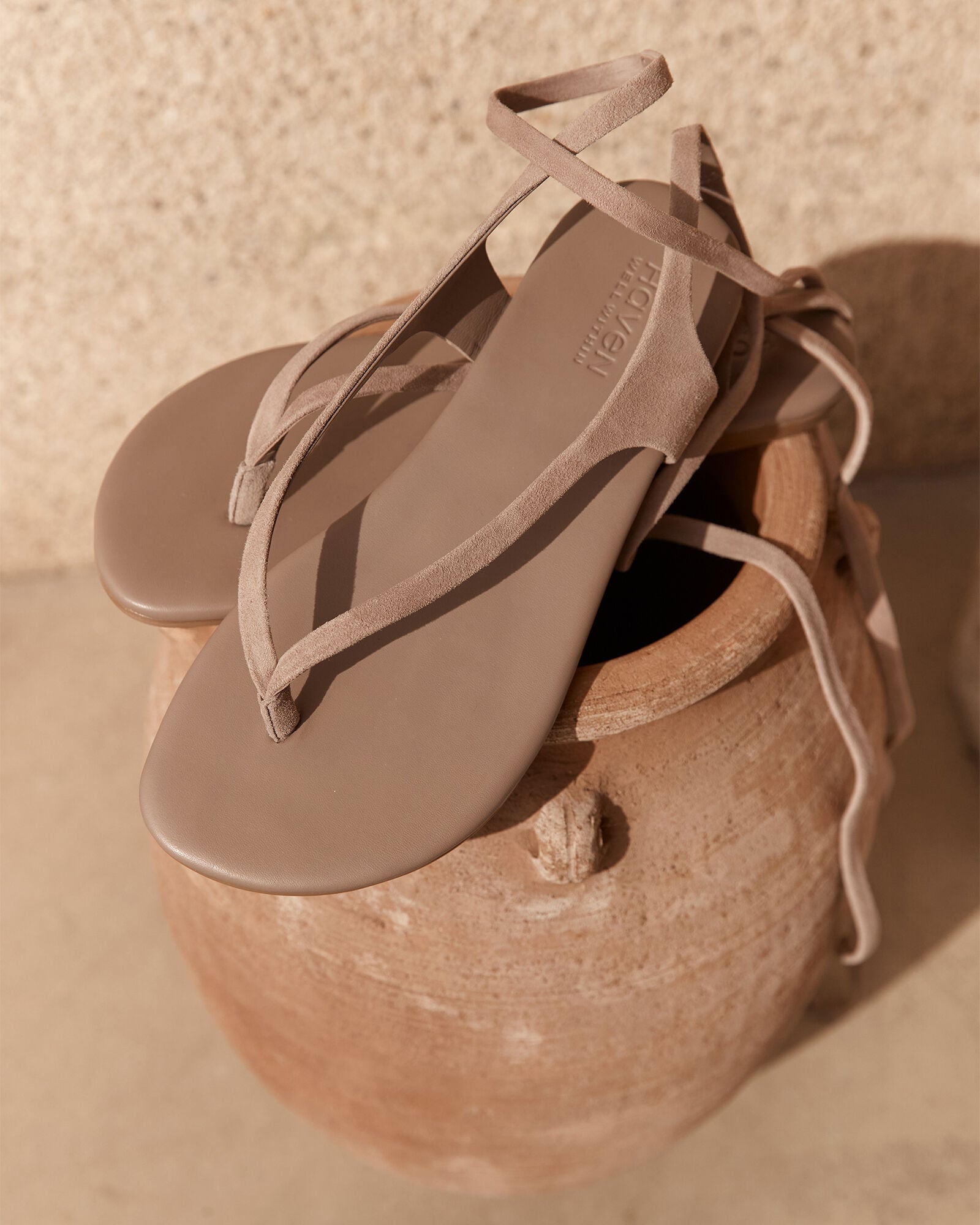 MICA|SHIITAKE SUEDE WRAP-UP THONG SANDALS | Talbots outlet