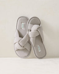 CHARCOAL/IVORY COTTON BLEND HOTEL SLIPPERS | Talbots outlet