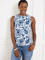 BATEAU NECK TANK - BICOLOR JACOBEAN | Talbots for sale