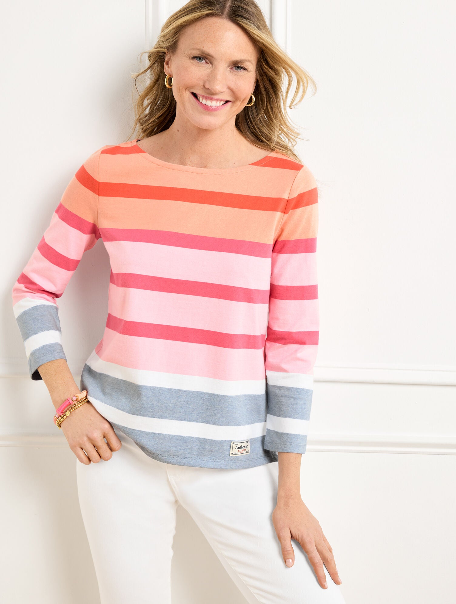 BLUE SKY HEATHER MULTI AUTHENTIC TALBOTS TEE - CELESTE STRIPE | Talbots on sale