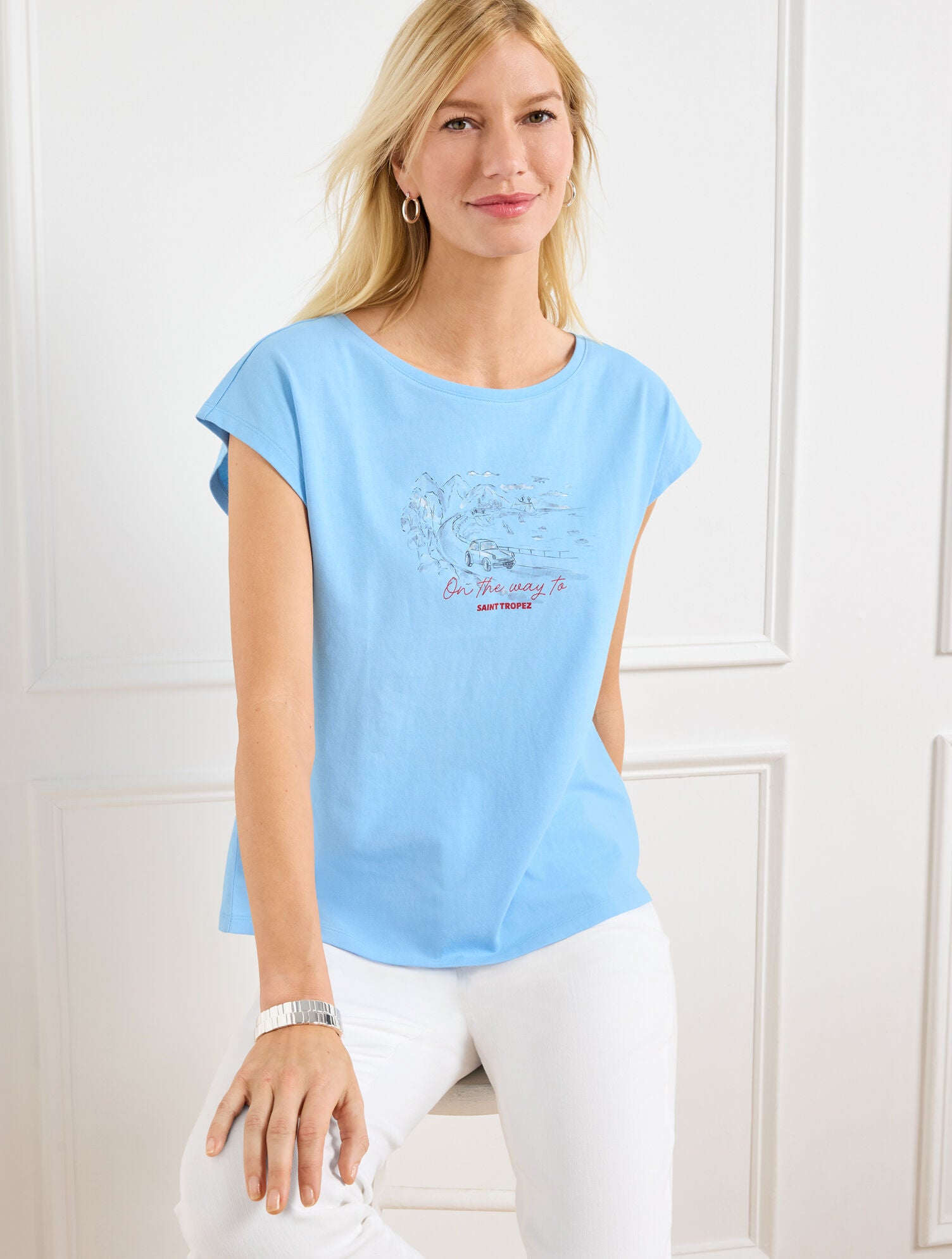 BLUEBELL BATEAU NECK TEE - ST. TROPEZ | Talbots US