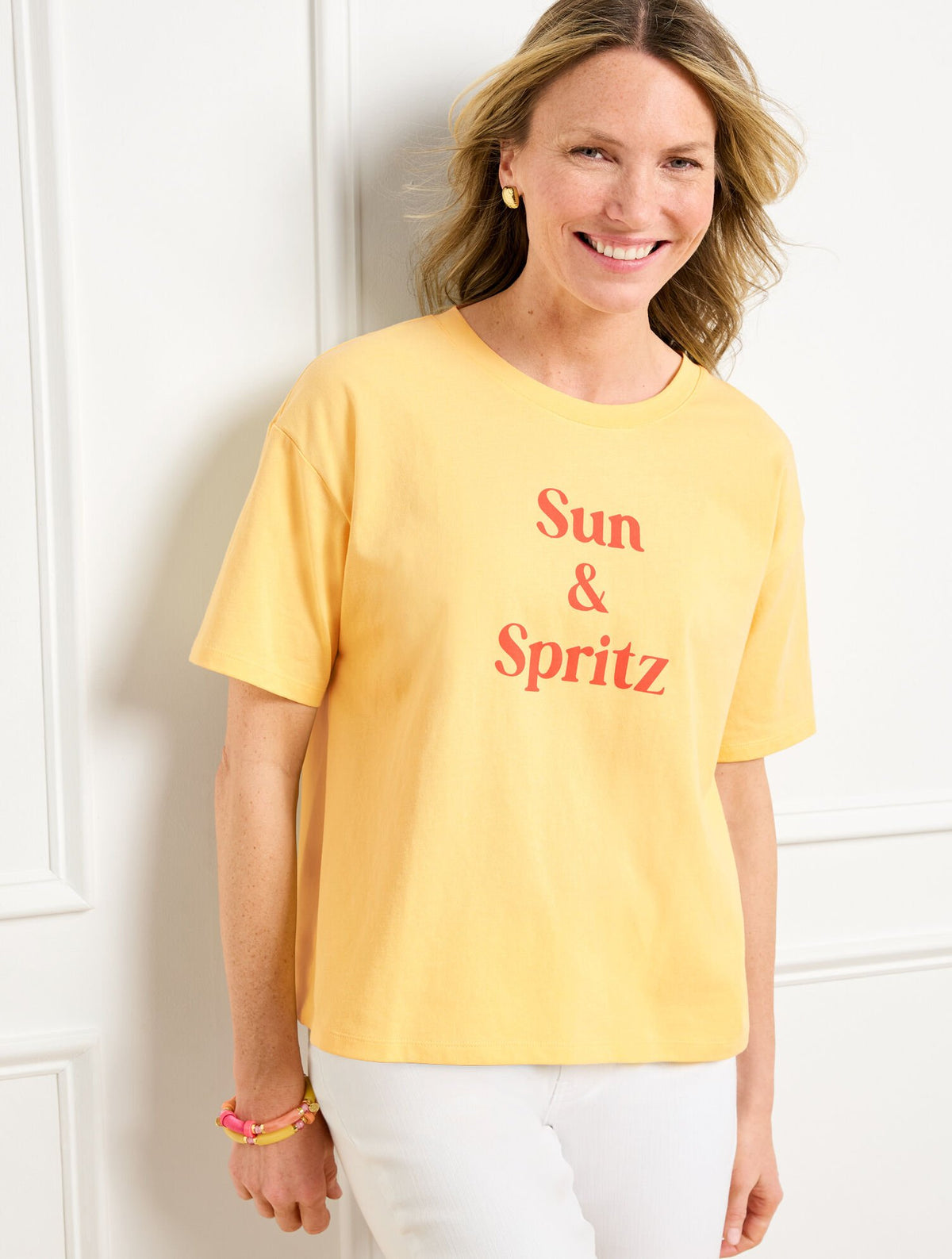 CORNSILK BOXY CREWNECK TEE - SUN SPRITZ | Talbots sale