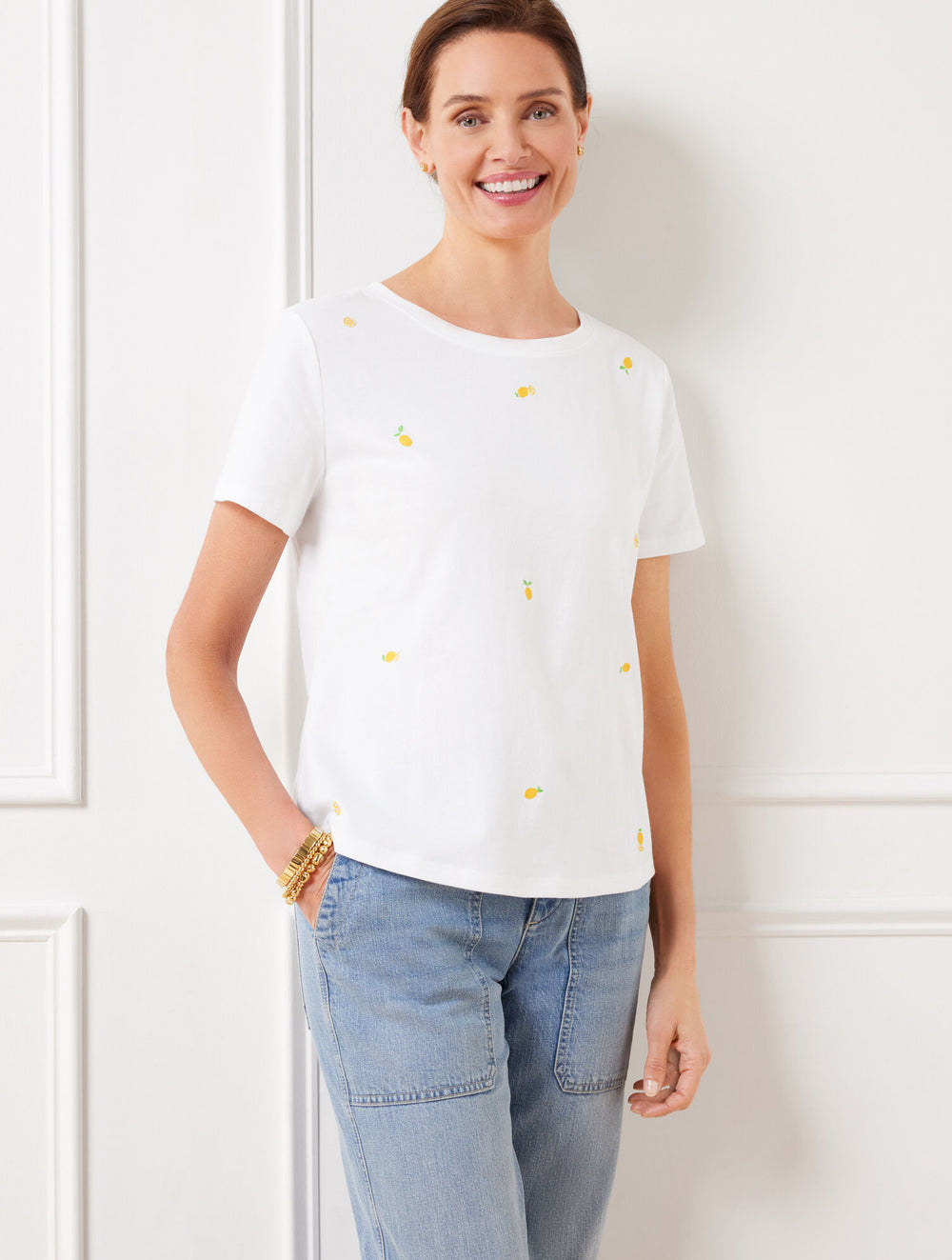 WHITE CREWNECK TEE - LEMON TREE | Talbots US