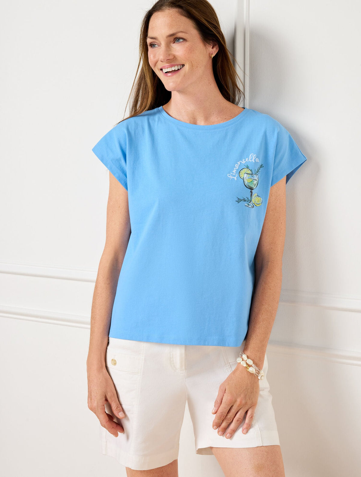 LAKESIDE BLUE DOLMAN CREWNECK TEE - LIMONCELLO | Talbots outlet