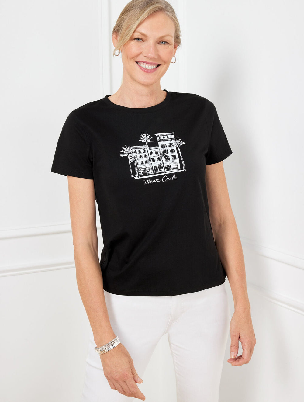 BLACK CREWNECK TEE - MONTE CARLO | Talbots near me