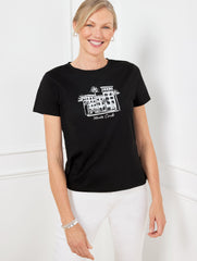 BLACK CREWNECK TEE - MONTE CARLO | Talbots near me