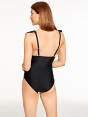 RED PEPPER|POOL BLUE AQUA CLUB RUFFLE V-NECK ONE-PIECE SWIMSUIT | Talbots near me