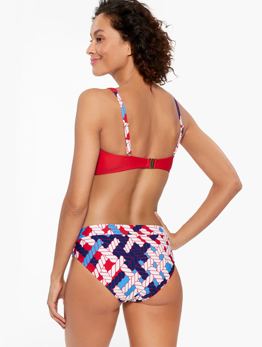 RED PEPPER MULTI AQUA CLUB V-NECK BIKINI TOP - NAUTICAL VIBES | Talbots for sale