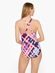 RED PEPPER MULTI AQUA CLUB SCOOP NECK ONE-PIECE SWIMSUIT - NAUTICAL VIBES | Talbots discount