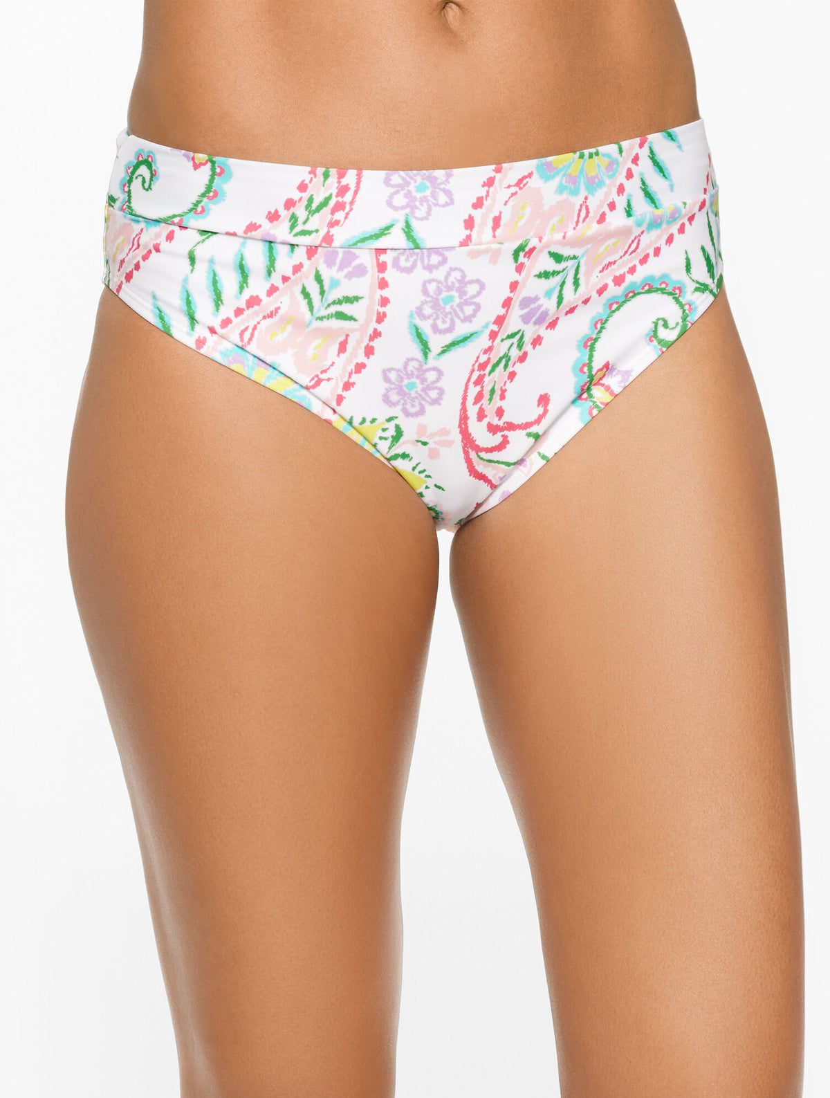 WHITE MULTI AQUA CLUB HIGH WAIST SWIM BOTTOM - ISLAND PAISLEY | Talbots online