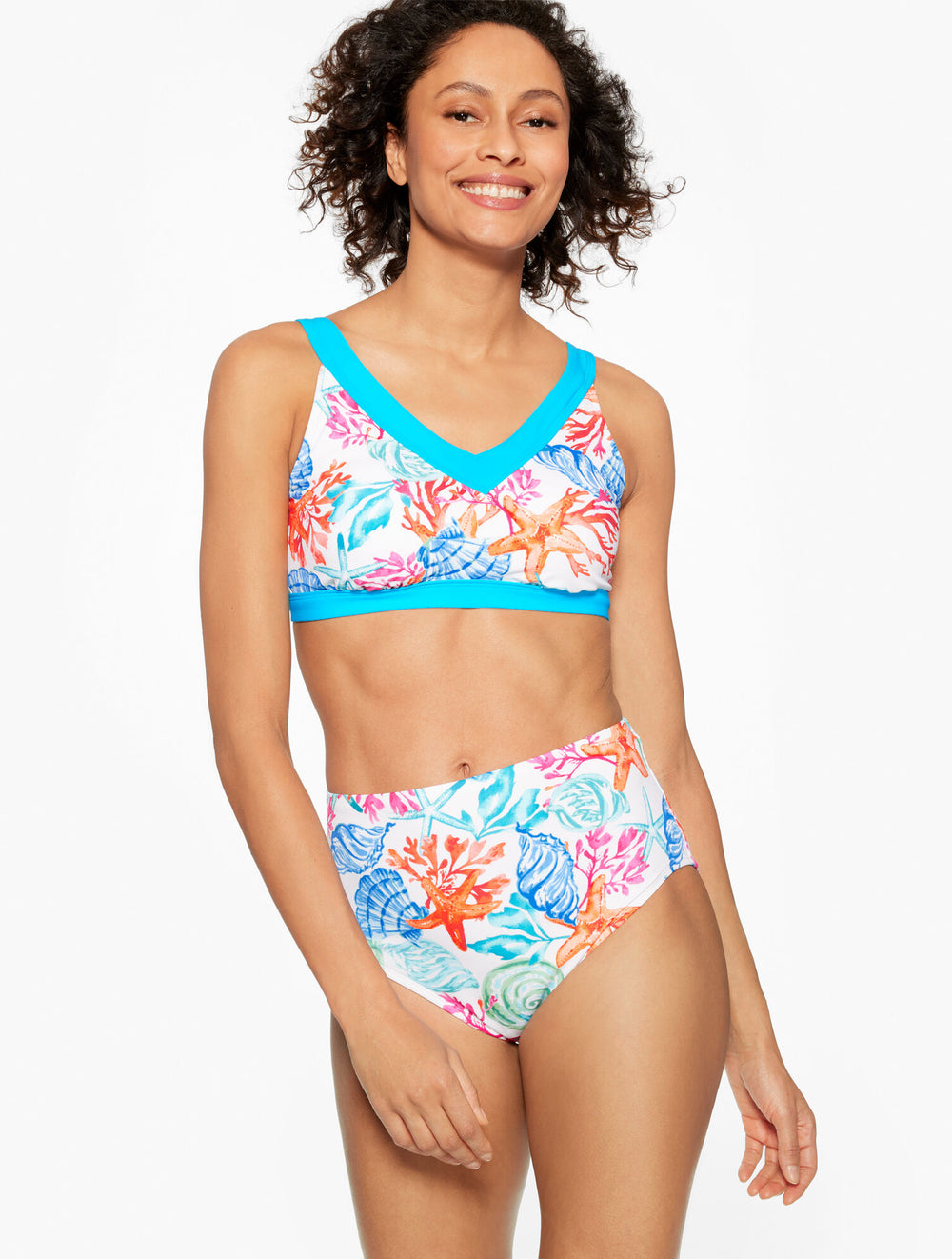 WHITE MULTI MIRACLESUIT® BIKINI TOP - CORAL & SHELLS | Talbots near me