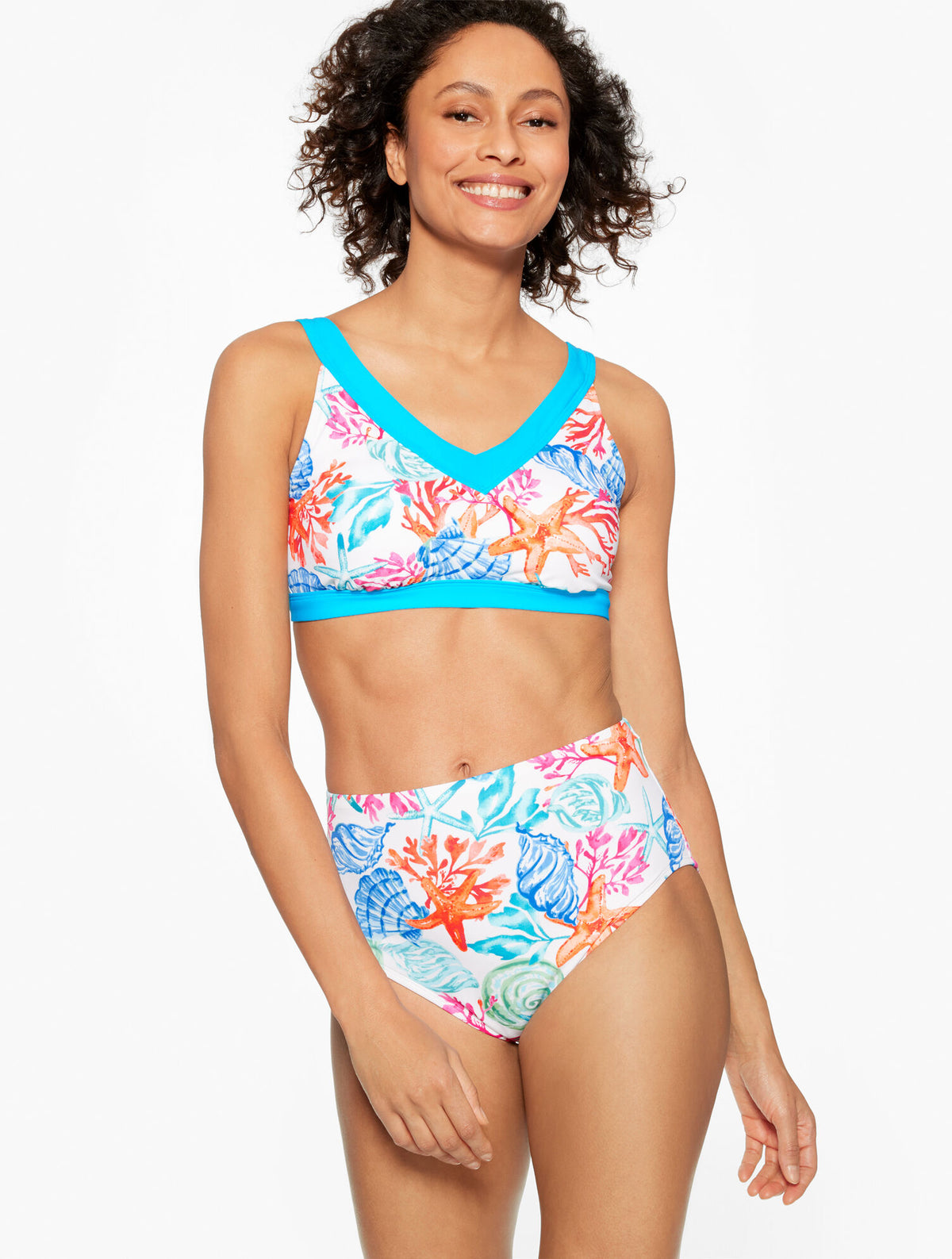 WHITE MULTI MIRACLESUIT® BIKINI TOP - CORAL & SHELLS | Talbots near me